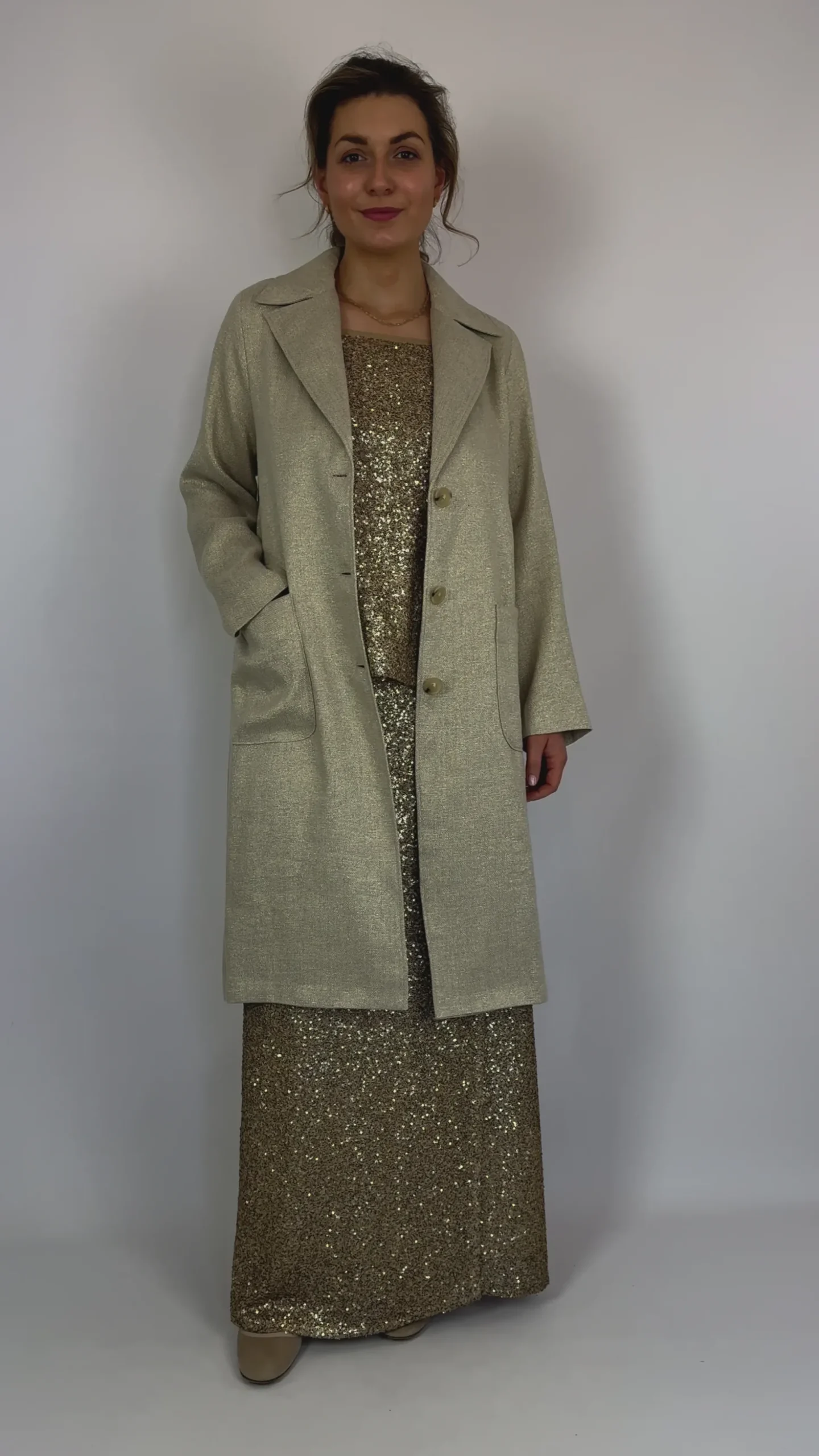 Diega Mileno Coat Silver/Gold