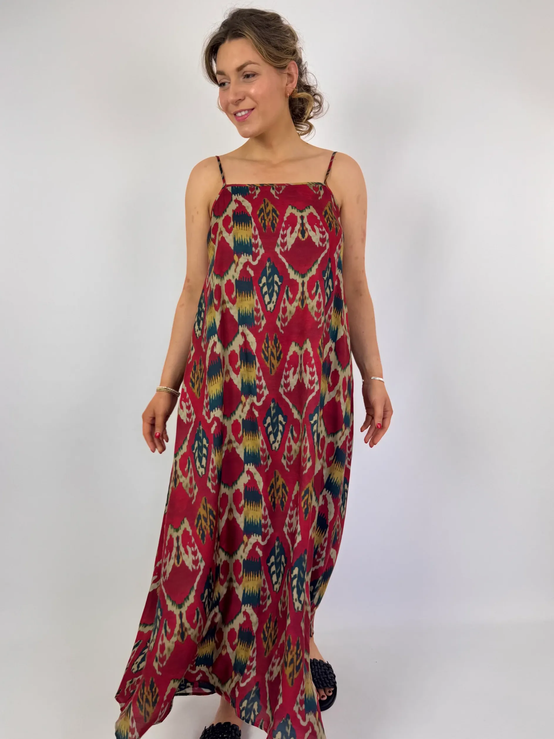 Diega Rofia Dress Red/Navy