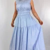 Emin & Paul Gathered Dress Sky