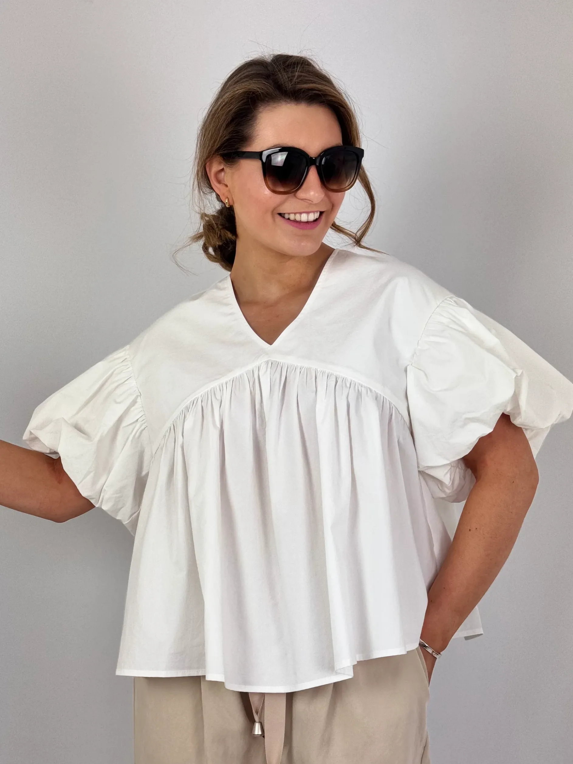 Emin & Paul Volume Blouse White