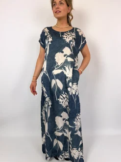 European Culture 14C0 Dress Blue Print