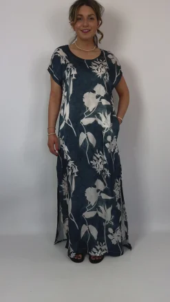 European Culture 14C0 Dress Blue Print