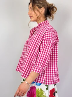 Hannah Wessel Savannah Shirt Azalea Check