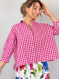 Hannah Wessel Savannah Shirt Azalea Check