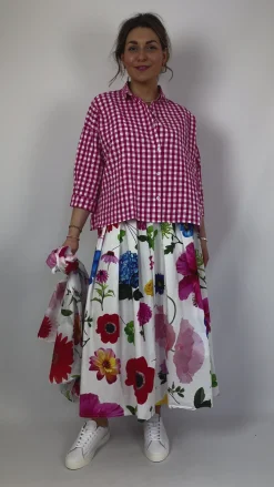 Hannah Wessel Savannah Shirt Azalea Check