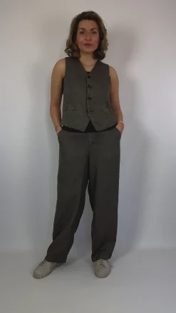 Pas De Calais 3323 Waistcoat Khaki/Grey