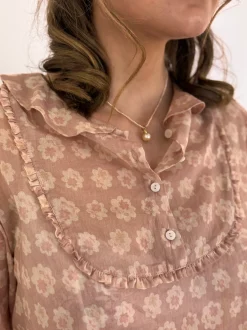 Sula Frill Yoke Blouse Rose Flower