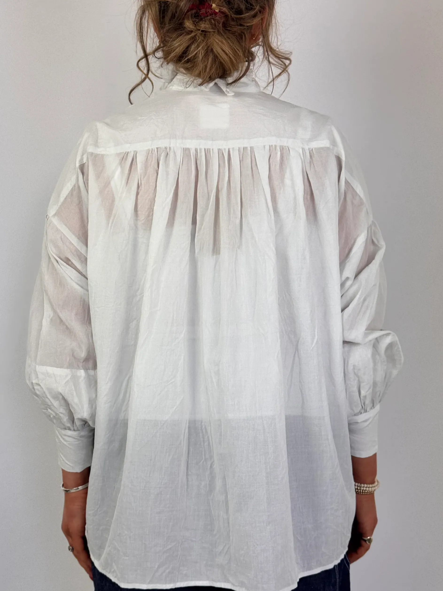 Toujours Bishop Sleeve Shirt Grey