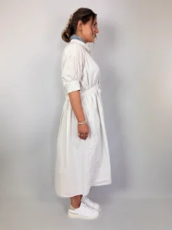 Toujours Bishop Sleeve String Dress Smoke White